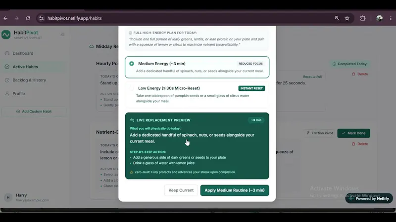 HabitPivot screenshot 1 (video preview)