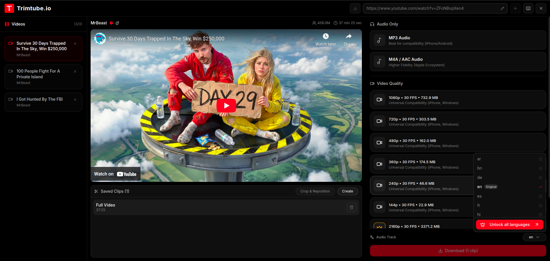 Trimtube.io - Screenshot 2 showing product features and functionality