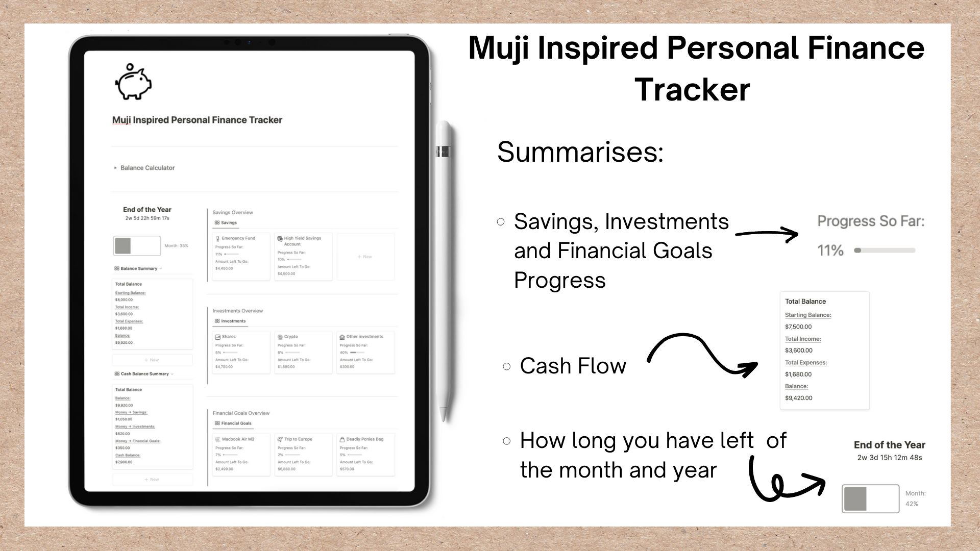 Rastreador de finanzas personales inspirado a Muji - Una forma mínima, elegante y fácil de administrar sus finanzas. media 1