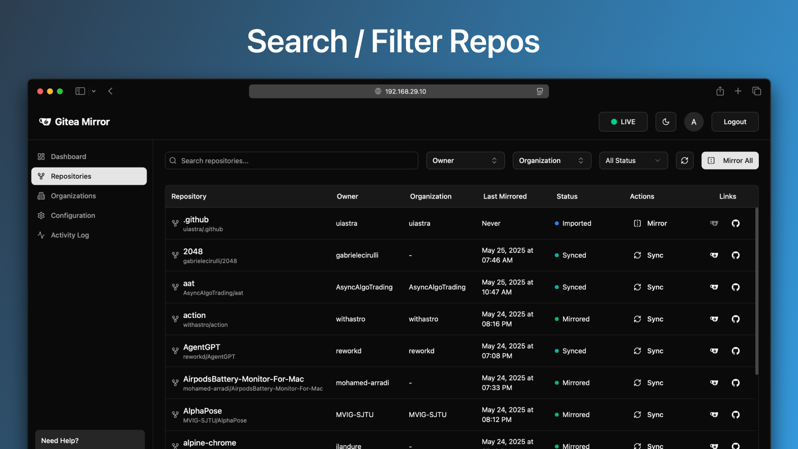 Gitea Mirror - Automated github to gitea repository mirroring & backup медиа 5