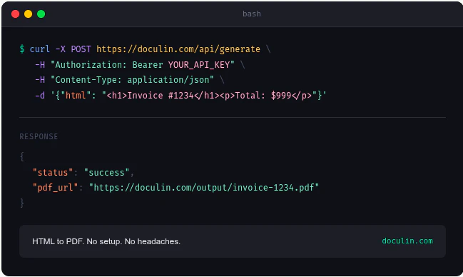 Doculin - PDFGen API, minus infra hassle screenshot 2