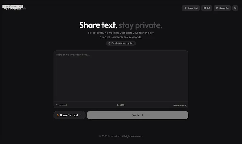 Hidetext.sh screenshot 1