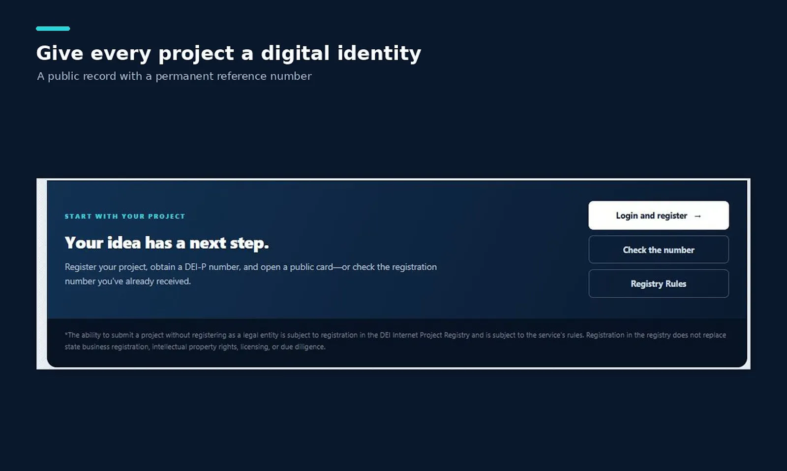 DEI Internet Project Registry screenshot 3