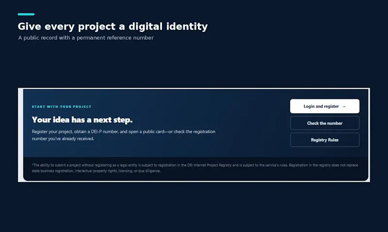 DEI Internet Project Registry screenshot 3