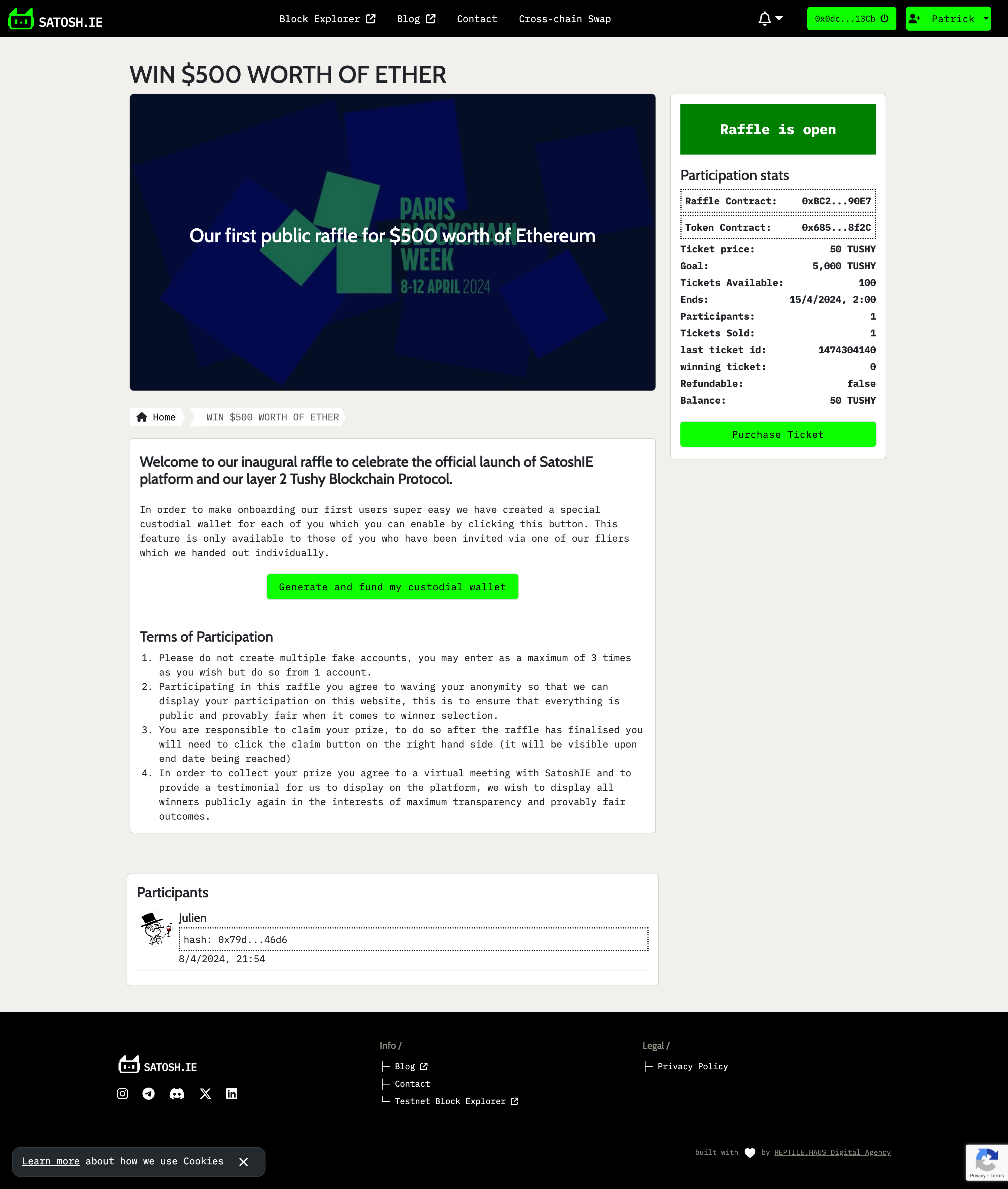 Satosh.ie Crypto Raffles - The most advanced raffle platform that has ever existed media 1