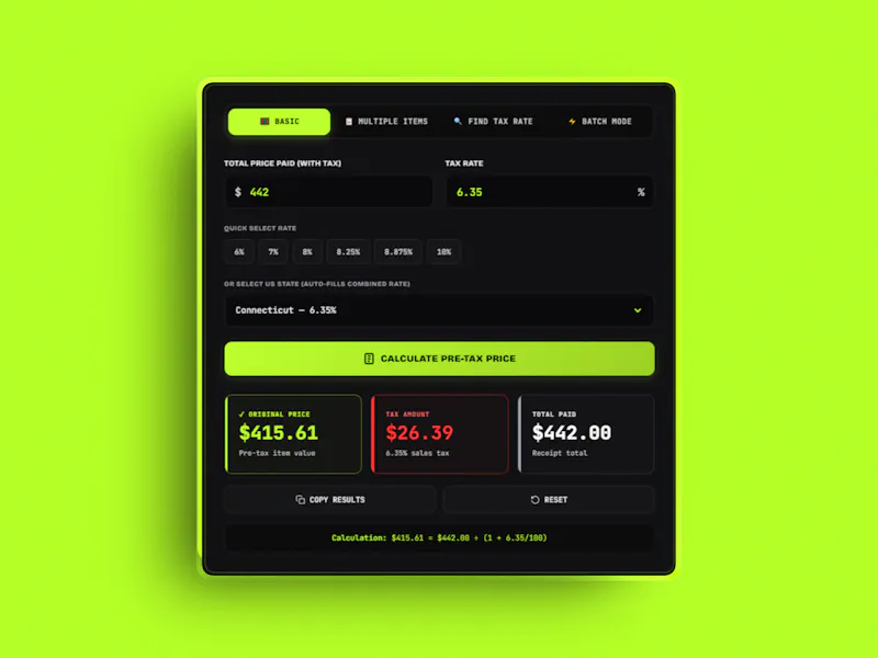 Reverse Sales Tax Calculator screenshot 2