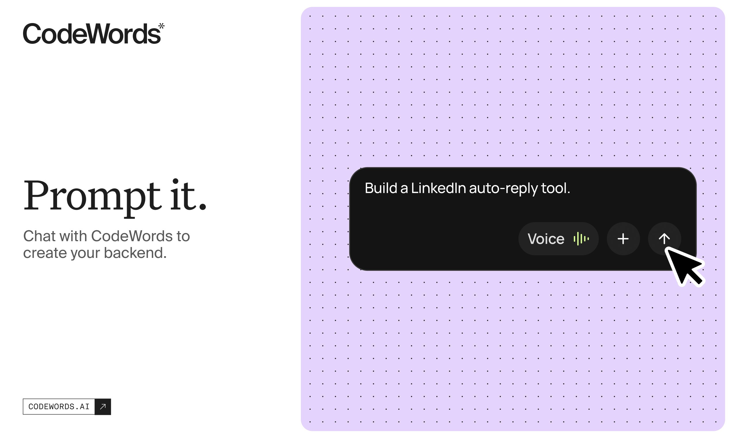 CodeWords UI - Main product screenshot demonstrating key features and user interface
