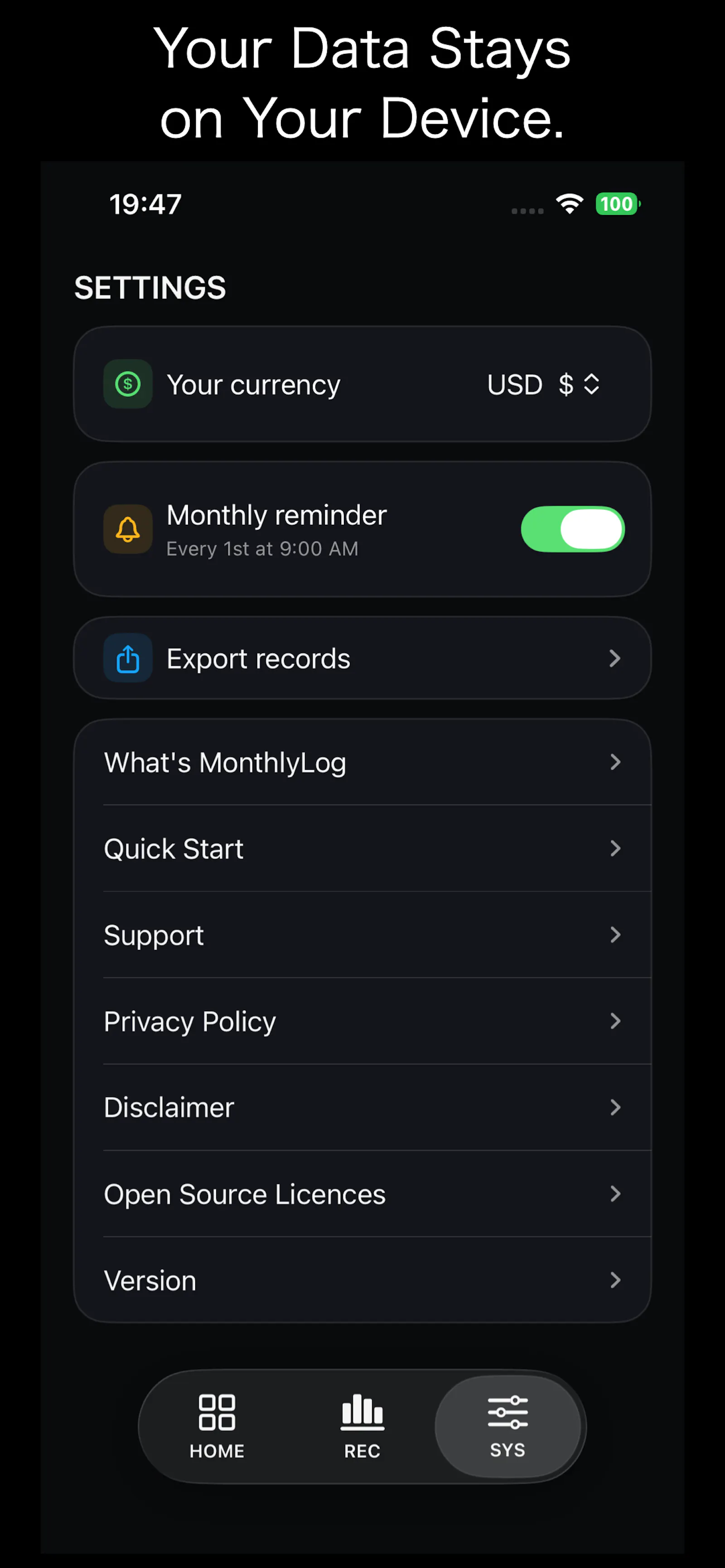 MonthlyLog screenshot 3