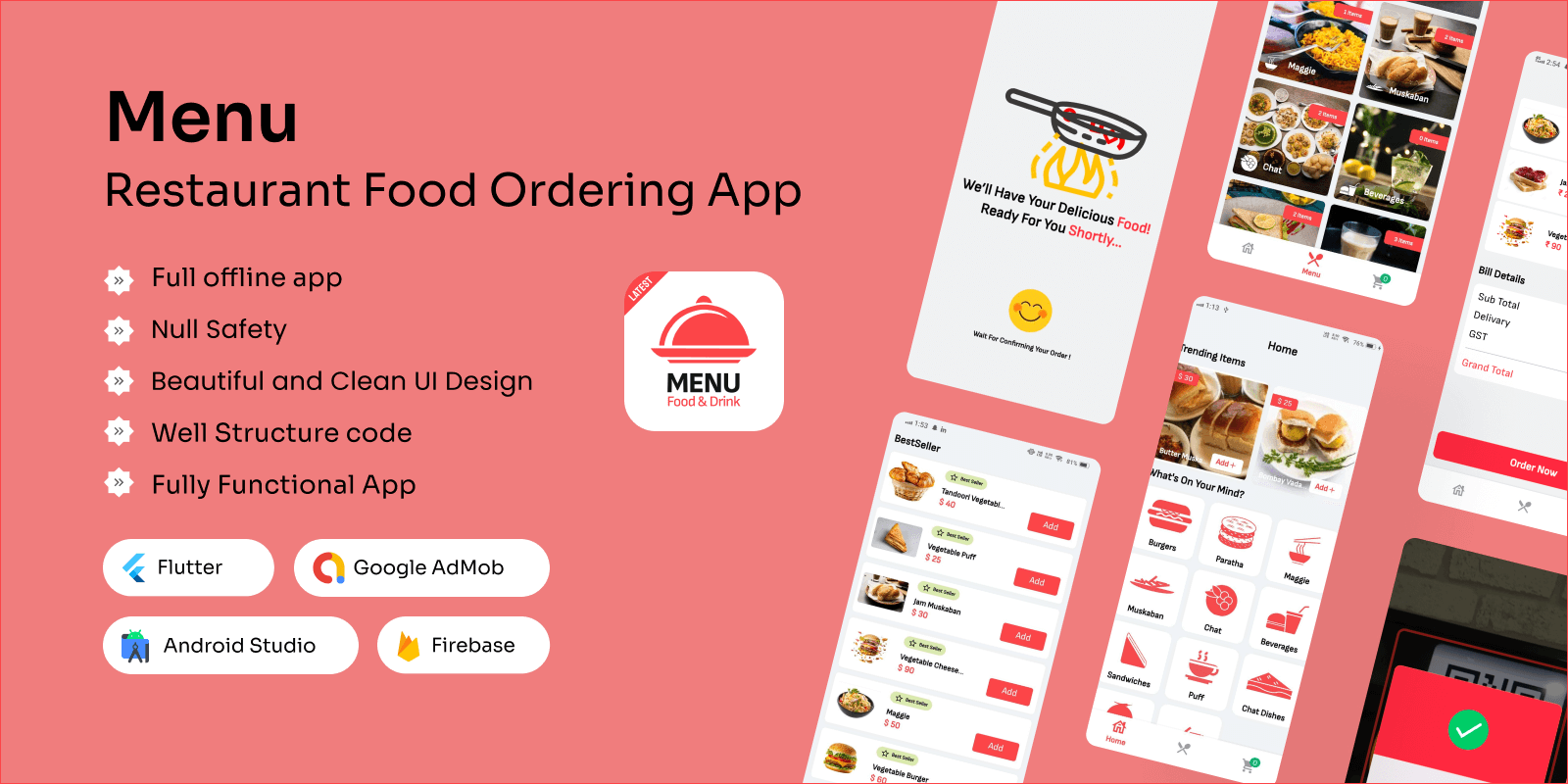 Mídia 3 de Aplicativo de pedidos de comida de restaurante - Aplicativo de pedidos de comida de restaurante com menu de código QR - aplicativo Flutter
