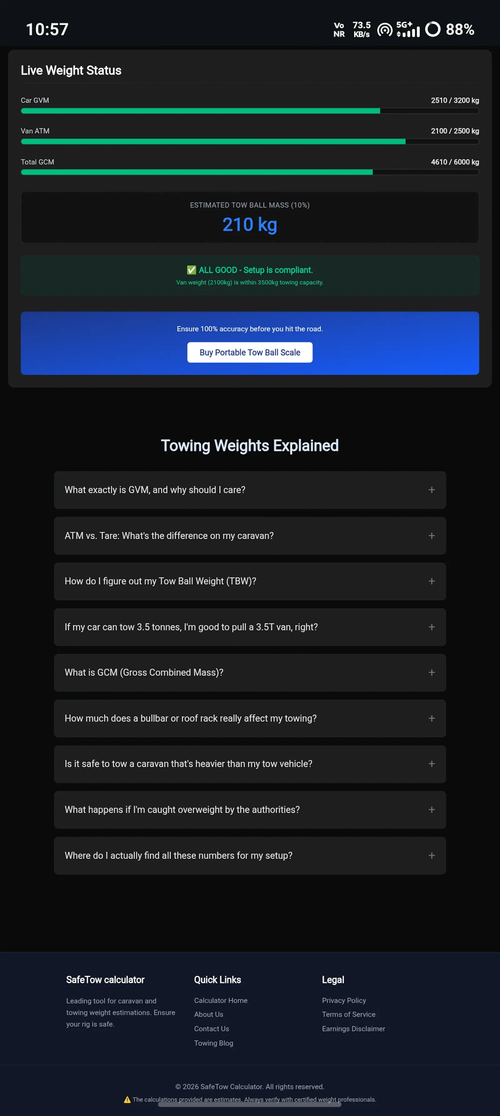 SafeTow Calculator screenshot 1