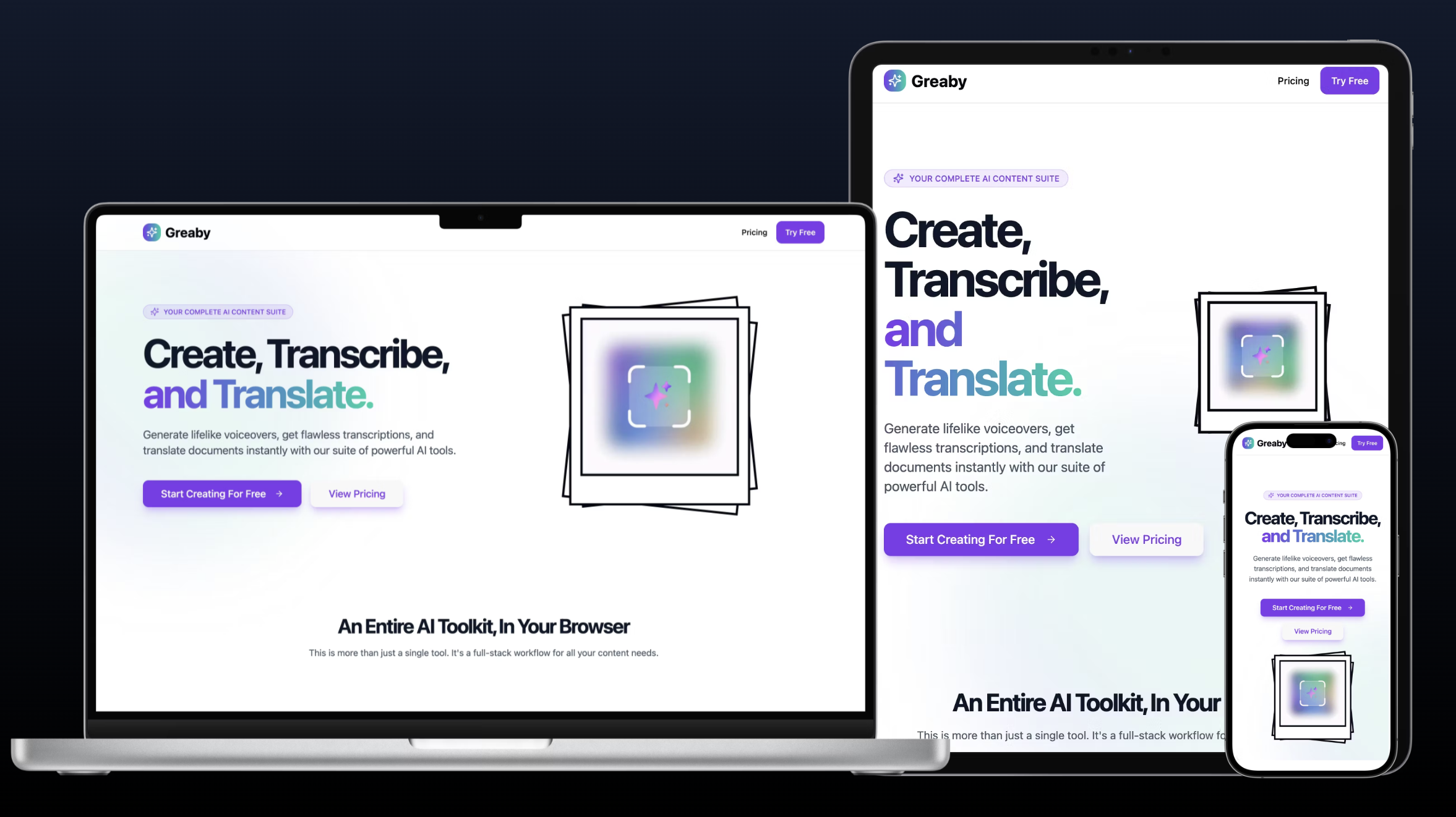 Greaby.cloud - Main product screenshot demonstrating key features and user interface