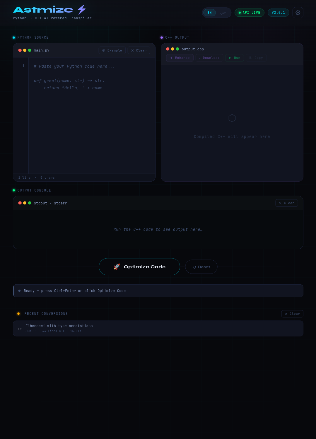 Astmize  — Python → C++ Transpiler gallery image