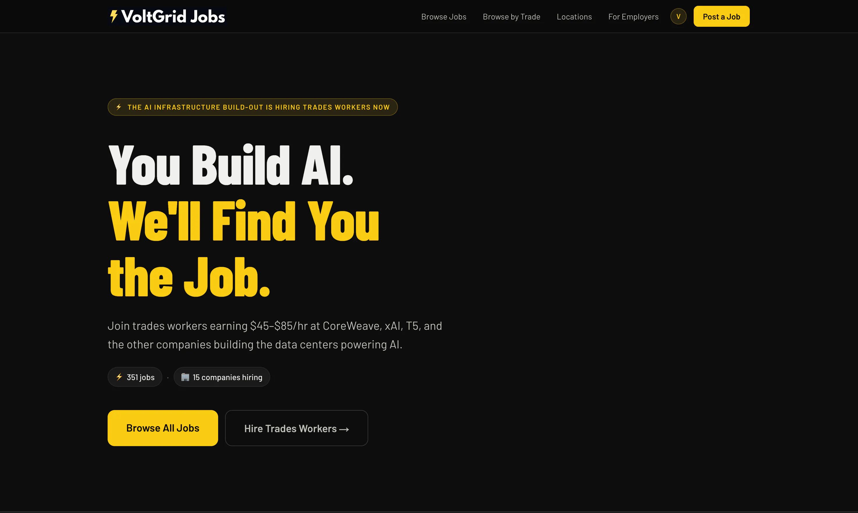 VoltGrid Jobs 제품 배너