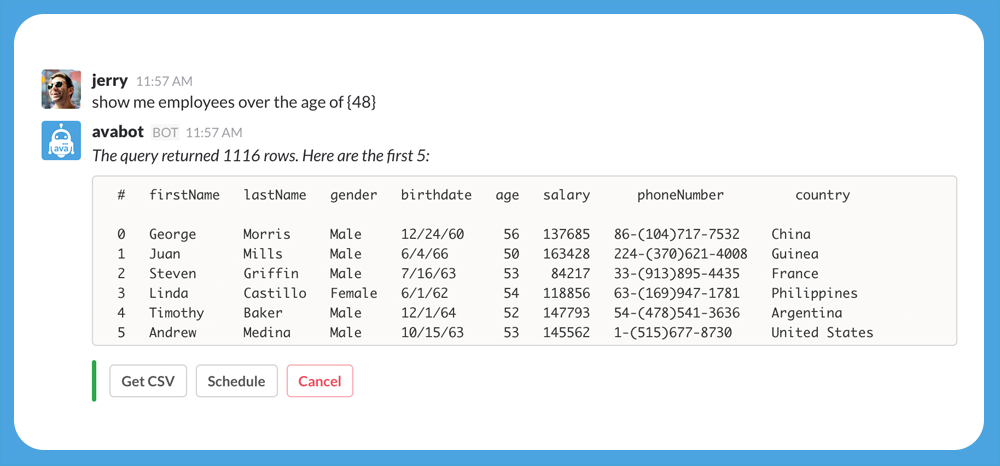 Avabot - SQL for Slack gallery image
