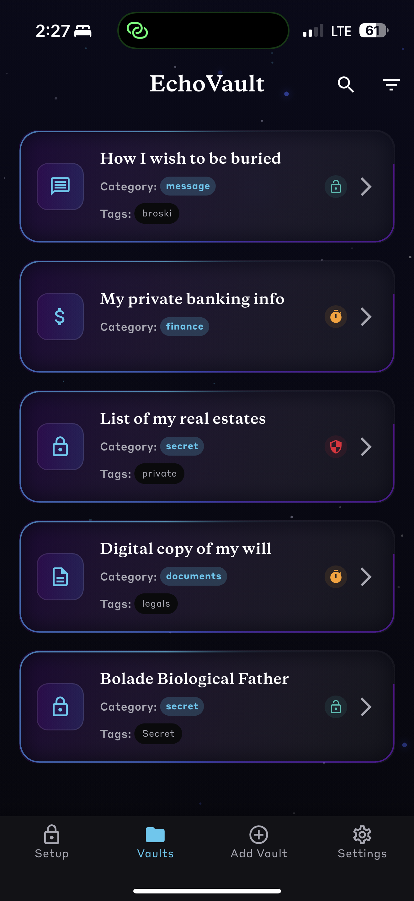 وسائط echovaults - قبو رقمية لأحبائهم في حالات الطوارئ. 4