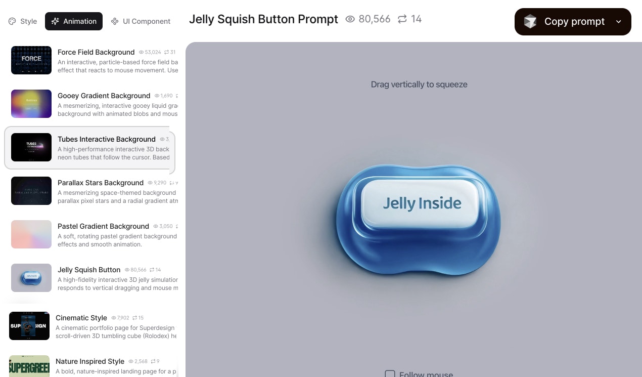 Superdesign Prompt Library gallery image