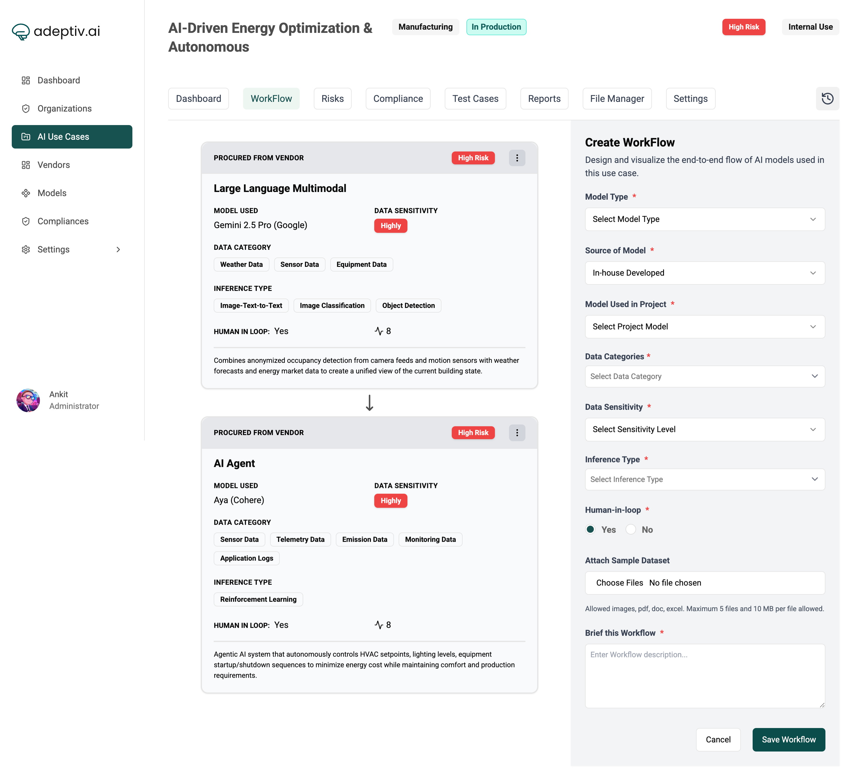 AI Governance Product - Screenshot 4 showing product features and functionality