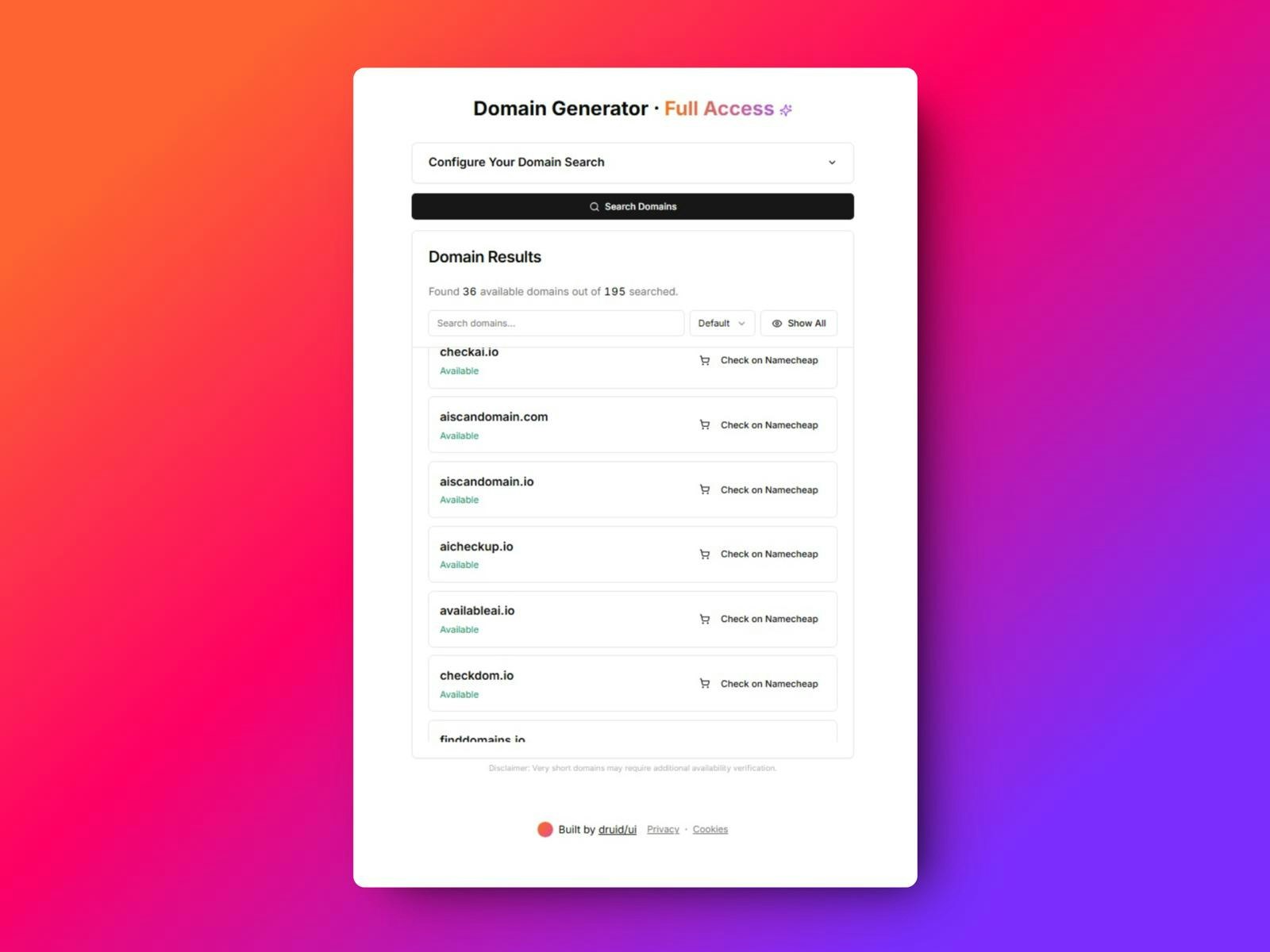 Media Druid/Bawang - Dengan serta -merta menjana domain sempurna anda 2