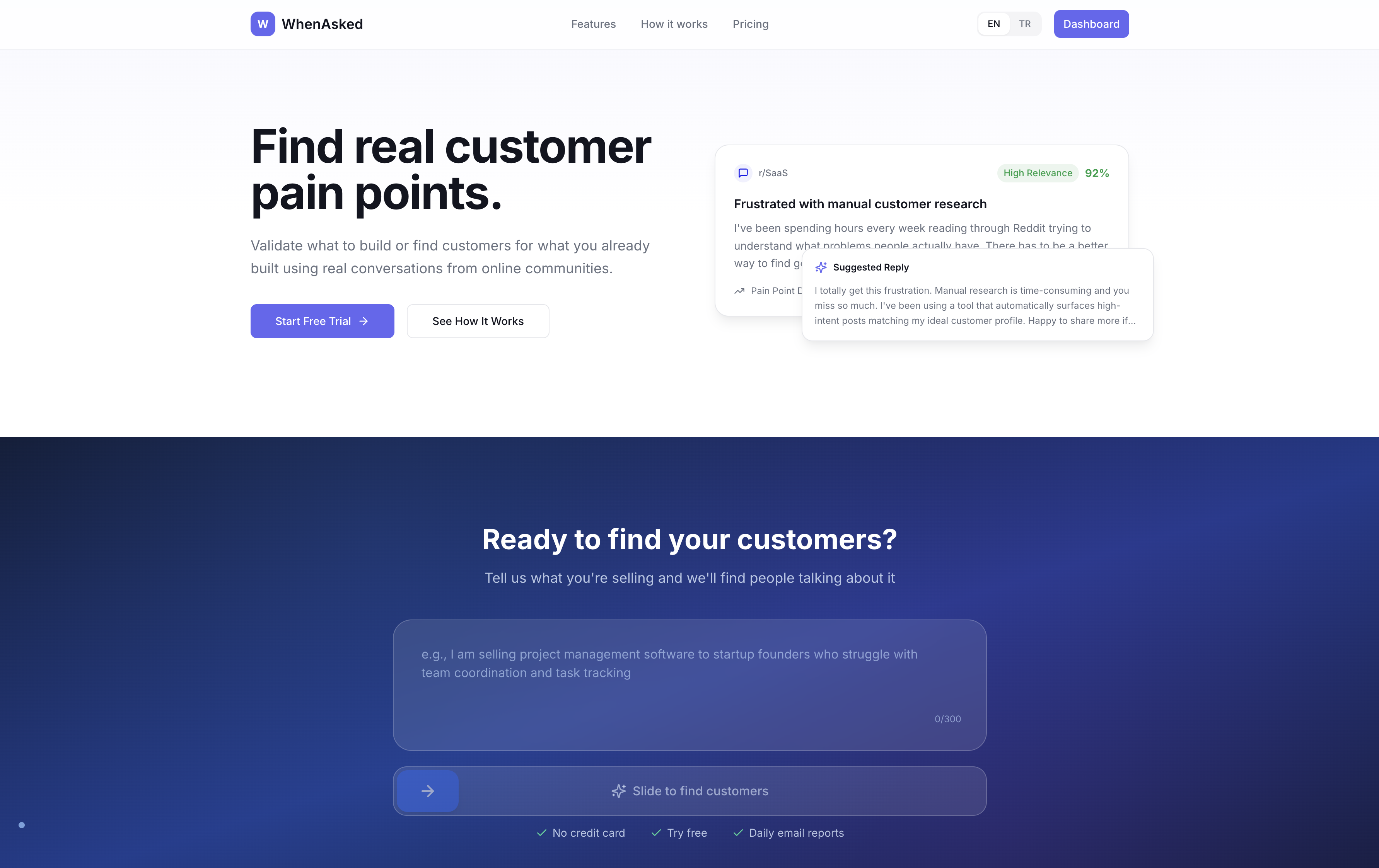 WhenAsked - Main product screenshot demonstrating key features and user interface