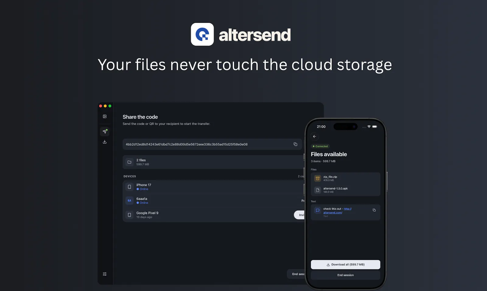 Altersend screenshot 2