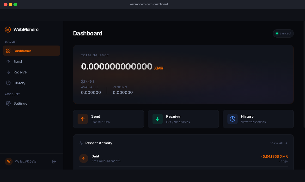 WebMonero - Screenshot 5 showing product features and functionality
