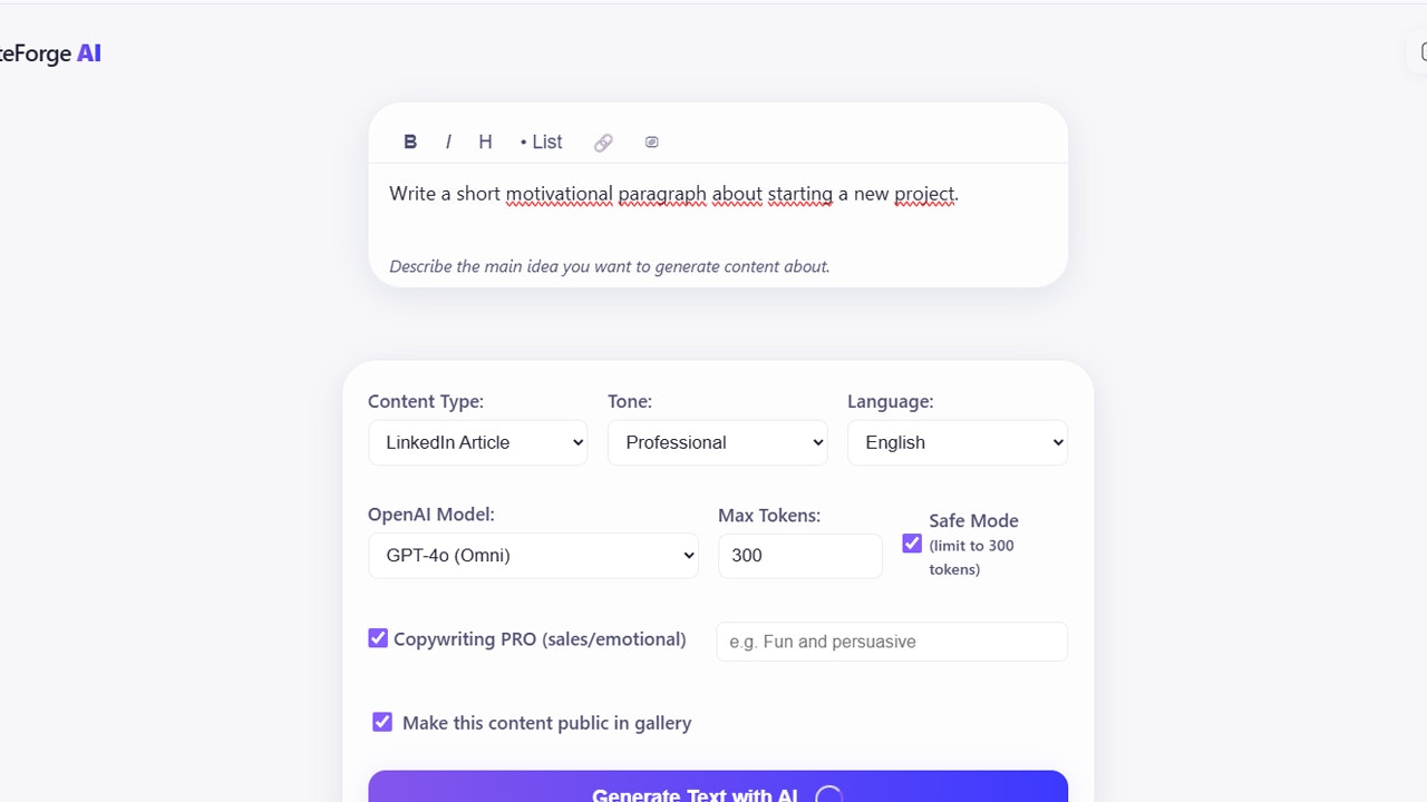 WriteForge AI gallery image