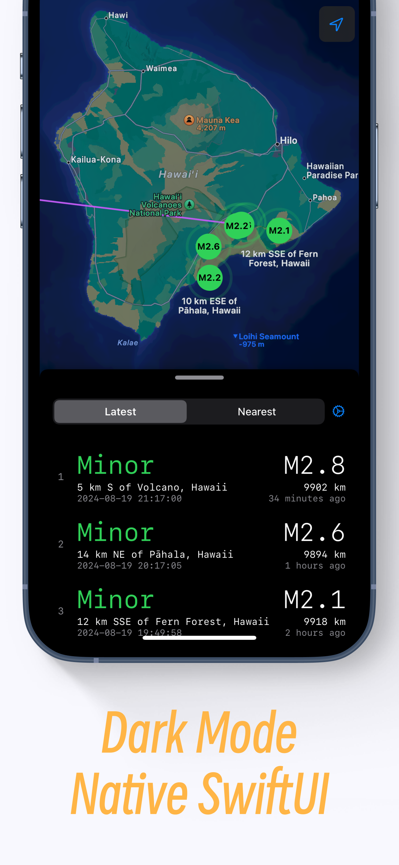 Quakesense - 지진 경고를위한 미니멀리스트 기본 iOS 앱 미디어 5