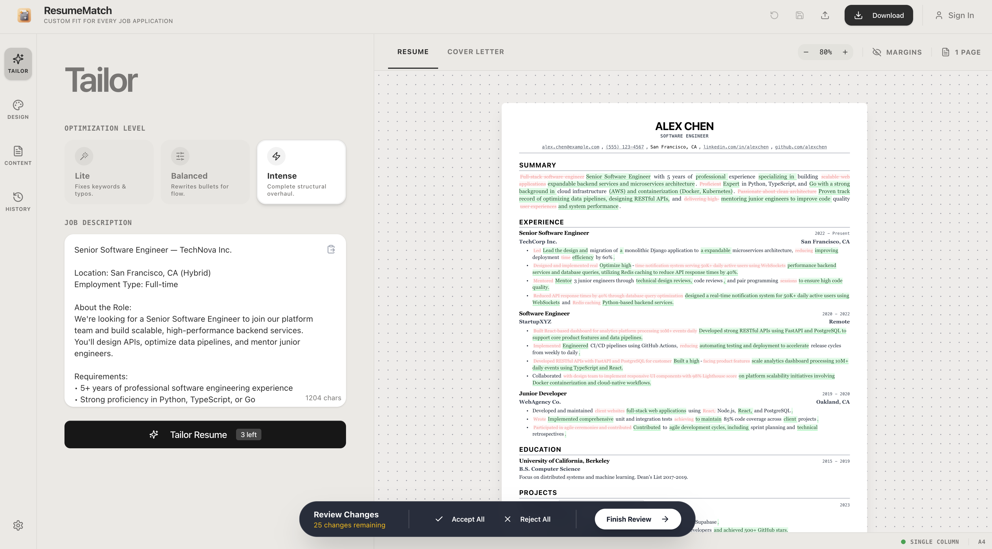 Resume Match - Main product screenshot demonstrating key features and user interface