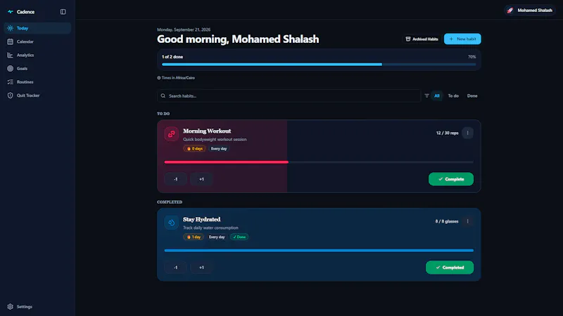 Cadence Habit Tracker screenshot 2