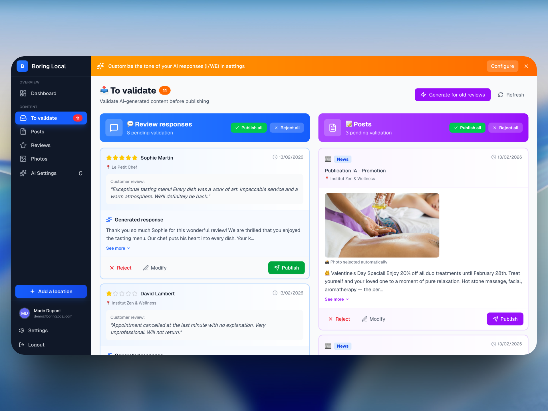 Boring Local - Screenshot 2 showing product features and functionality