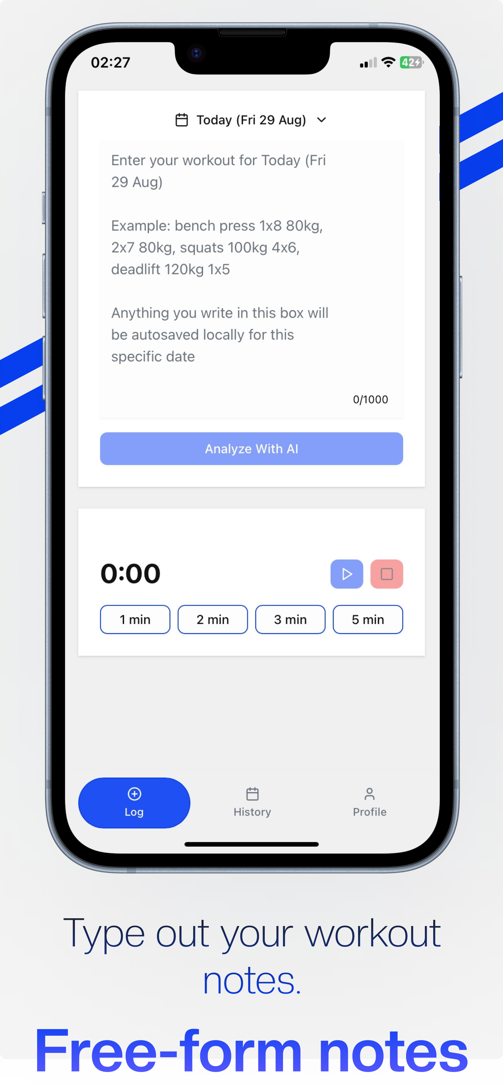 Mídia 2 de HyperResponder: AI Logger de exercícios - Beta fechada para levantadores: registro de formato livre sem esforço