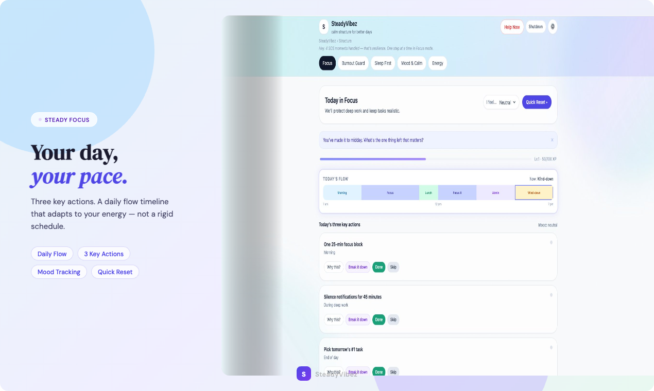 SteadyVibez  - Screenshot 2 showing product features and functionality