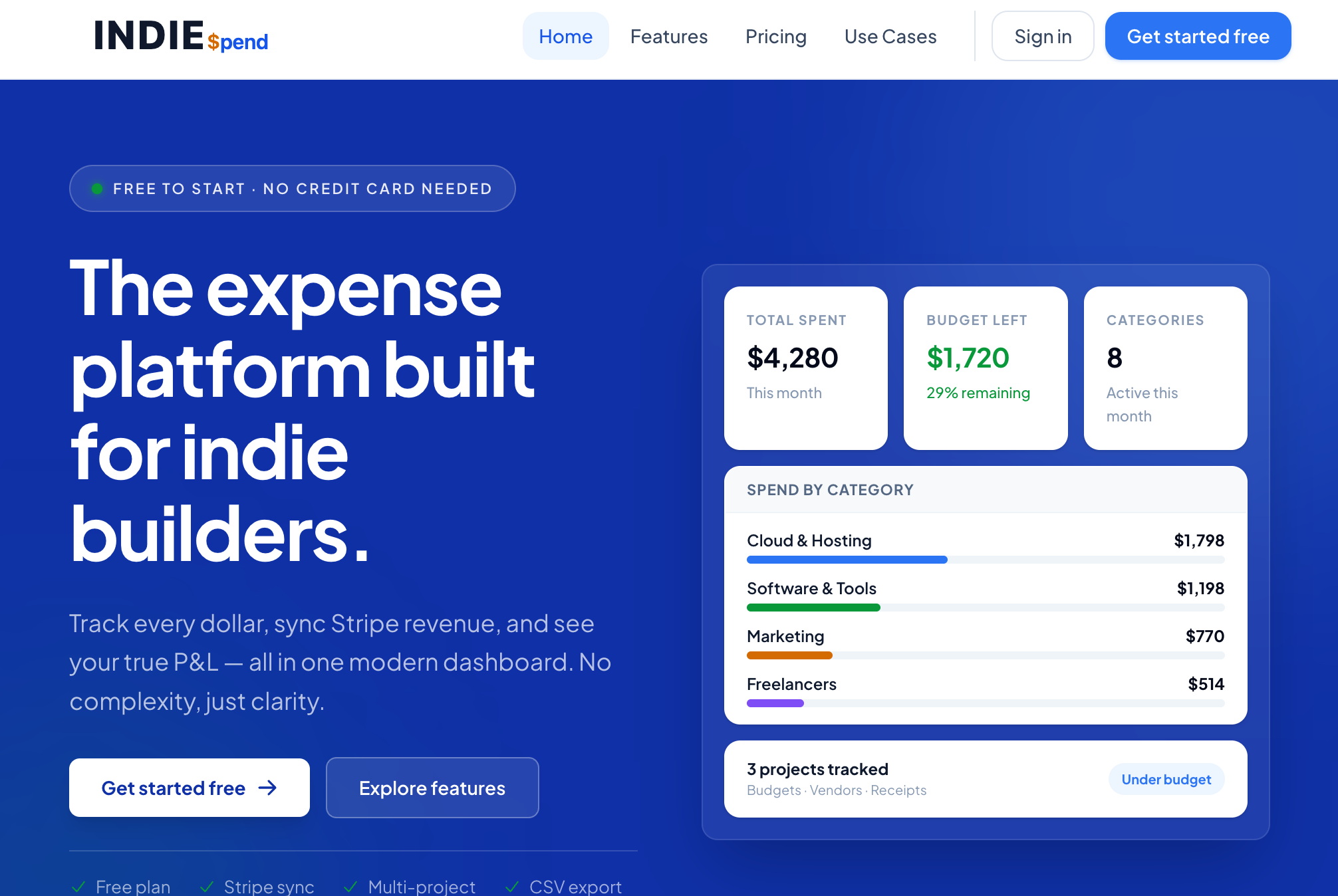 IndieSpend What's Your SaaS Costs to Run - Screenshot 2 showing product features and functionality