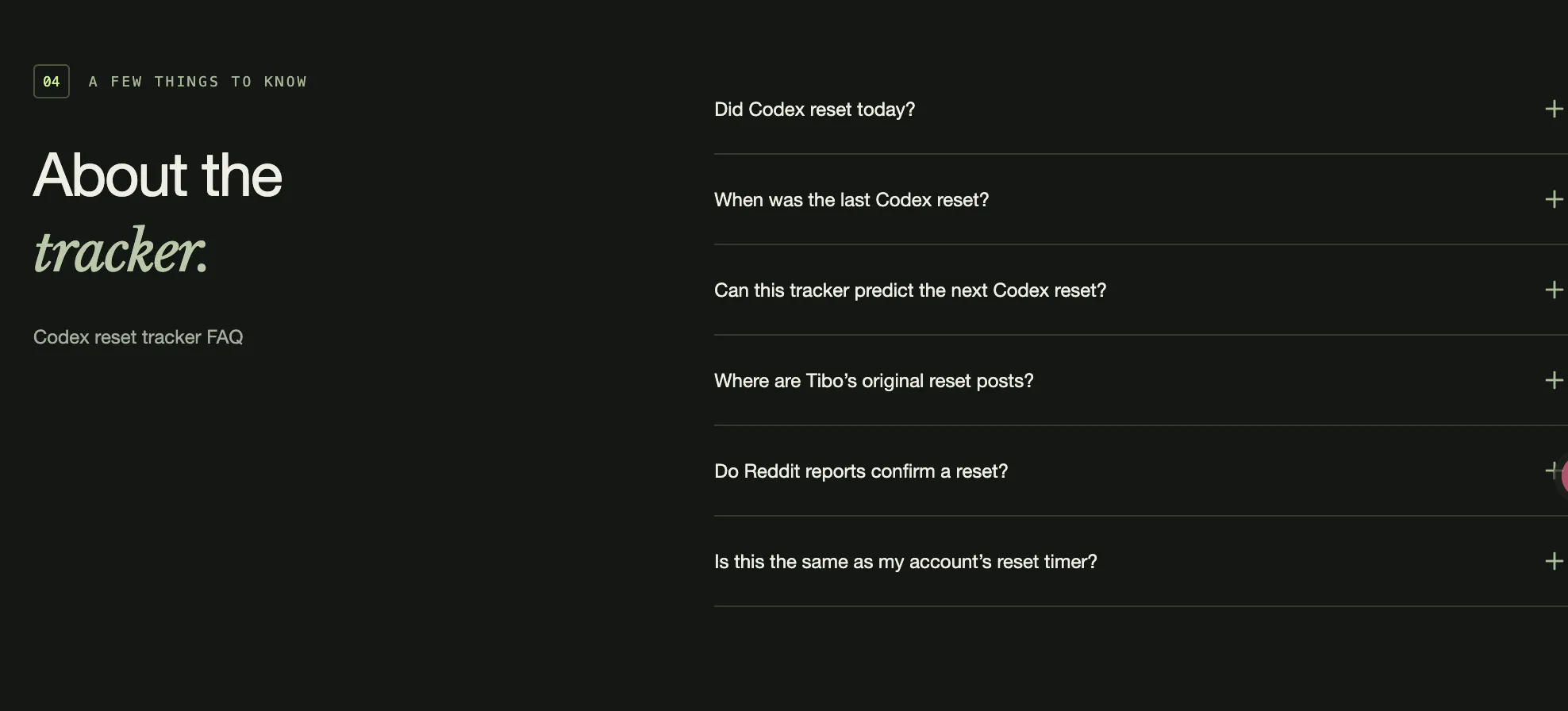 Codex Reset Tracker — Status & History gallery image