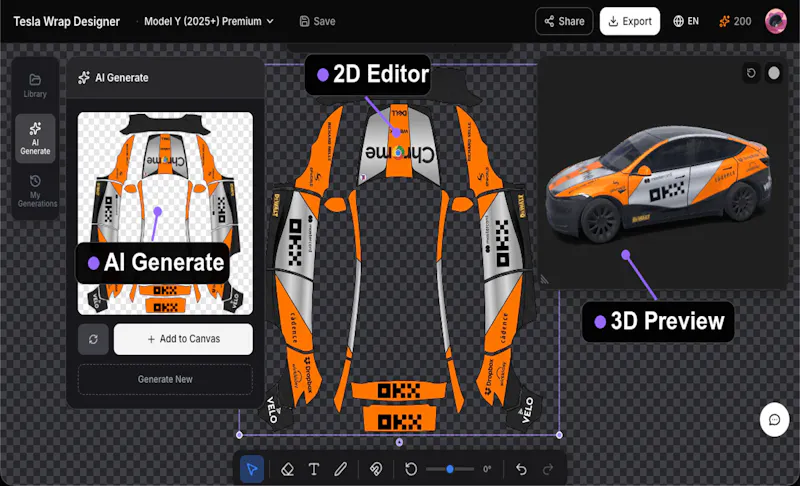 Tesla Wrap Designer screenshot 1