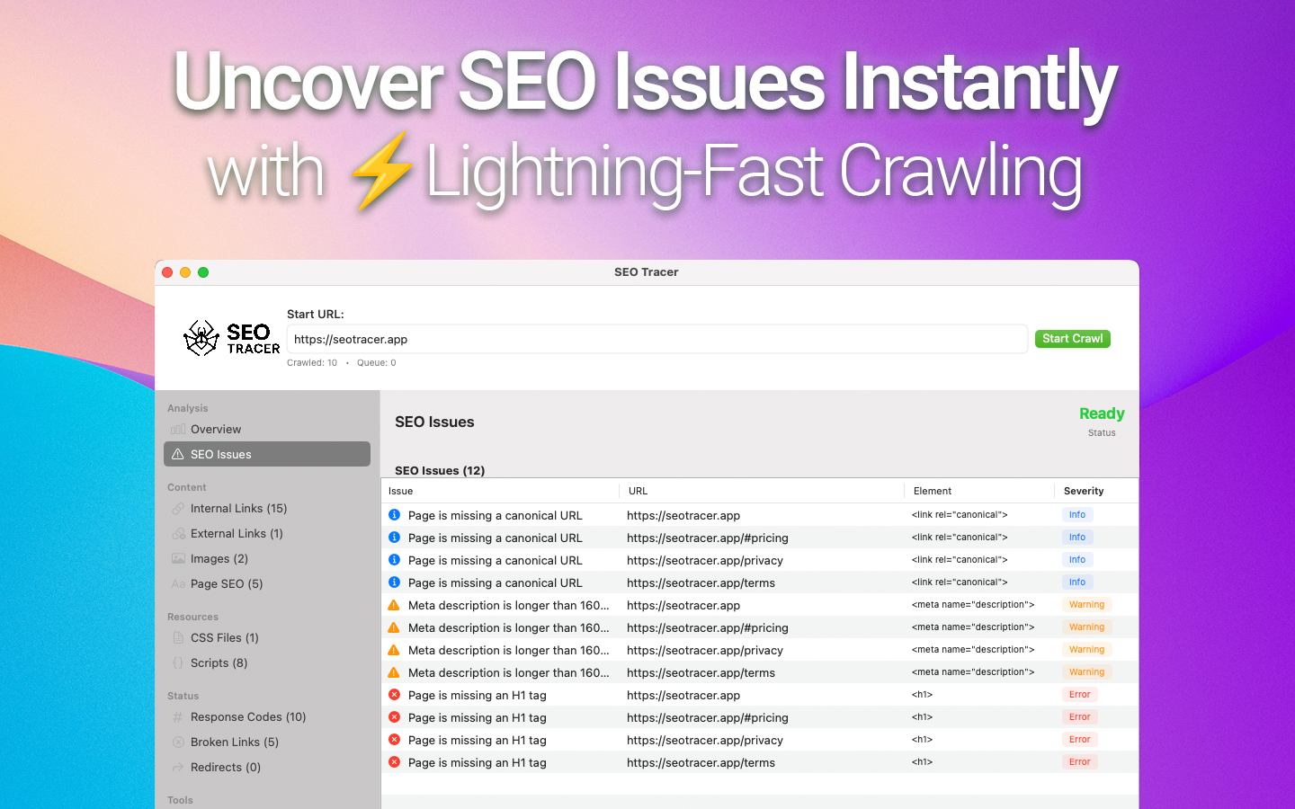 SEO Tracer: MacOS için SEO Örümcek Paletli medya 2