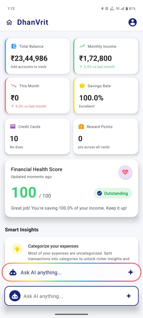 DhanVrit AI - Screenshot 3 showing product features and functionality