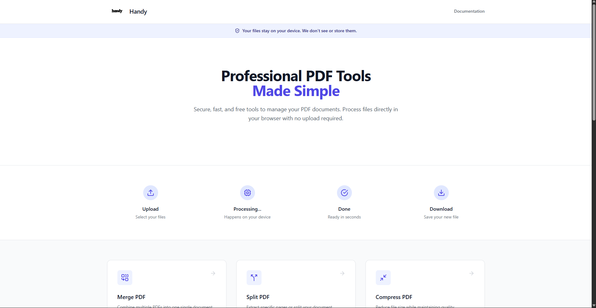 Handy  - Main product screenshot demonstrating key features and user interface