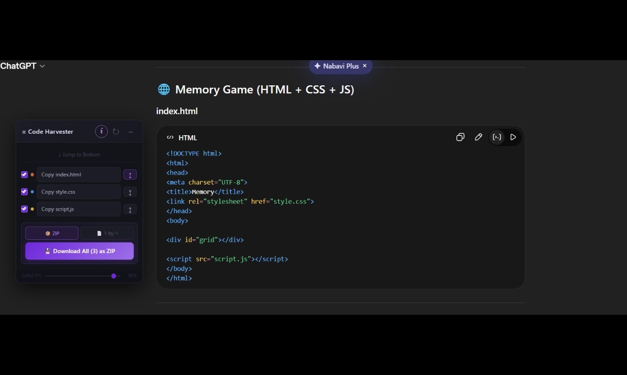 AI Code Harvester for Gemini & ChatGPT gallery image