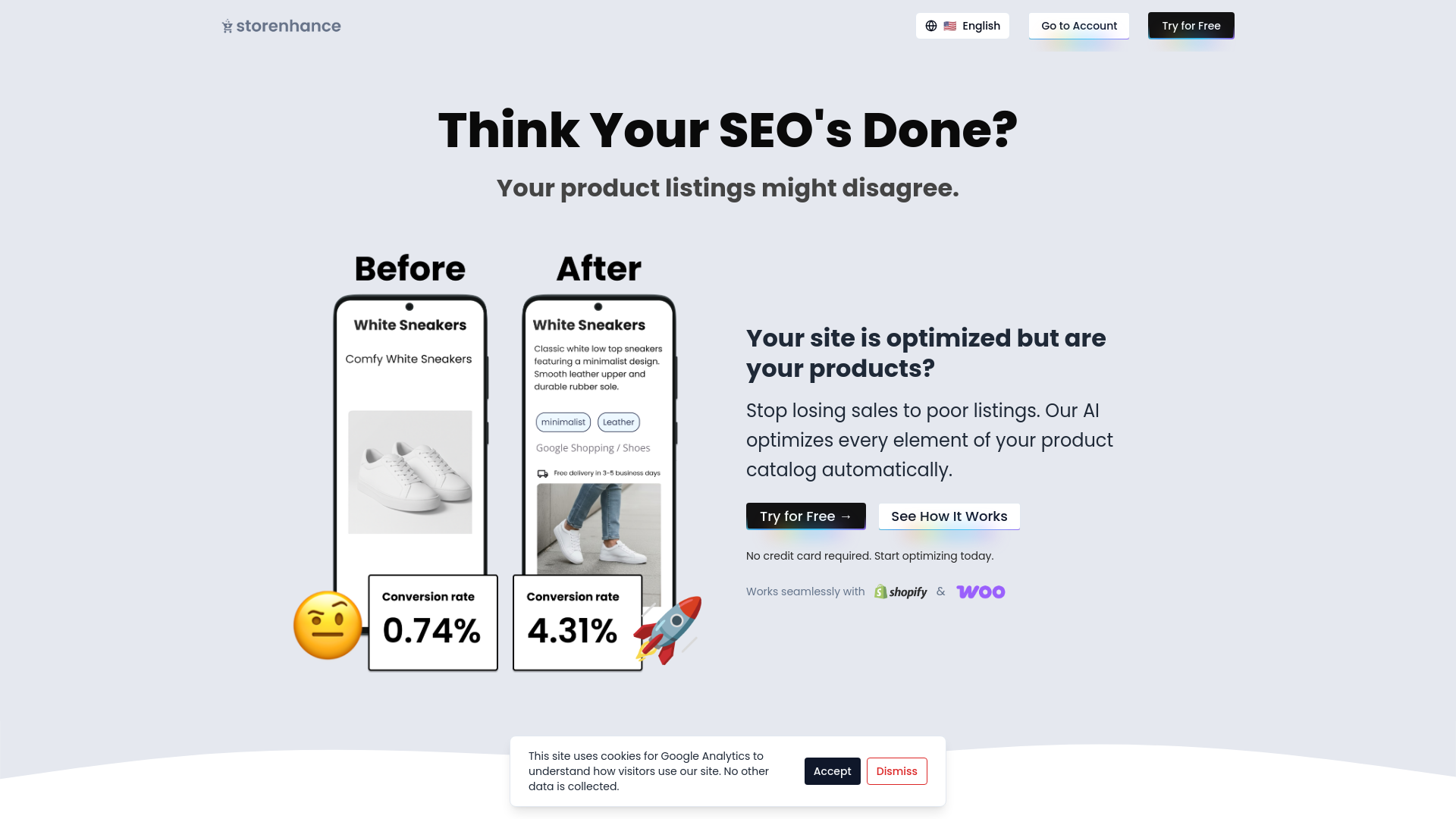 Storenhance: SEO for Product Listing - Main product screenshot demonstrating key features and user interface