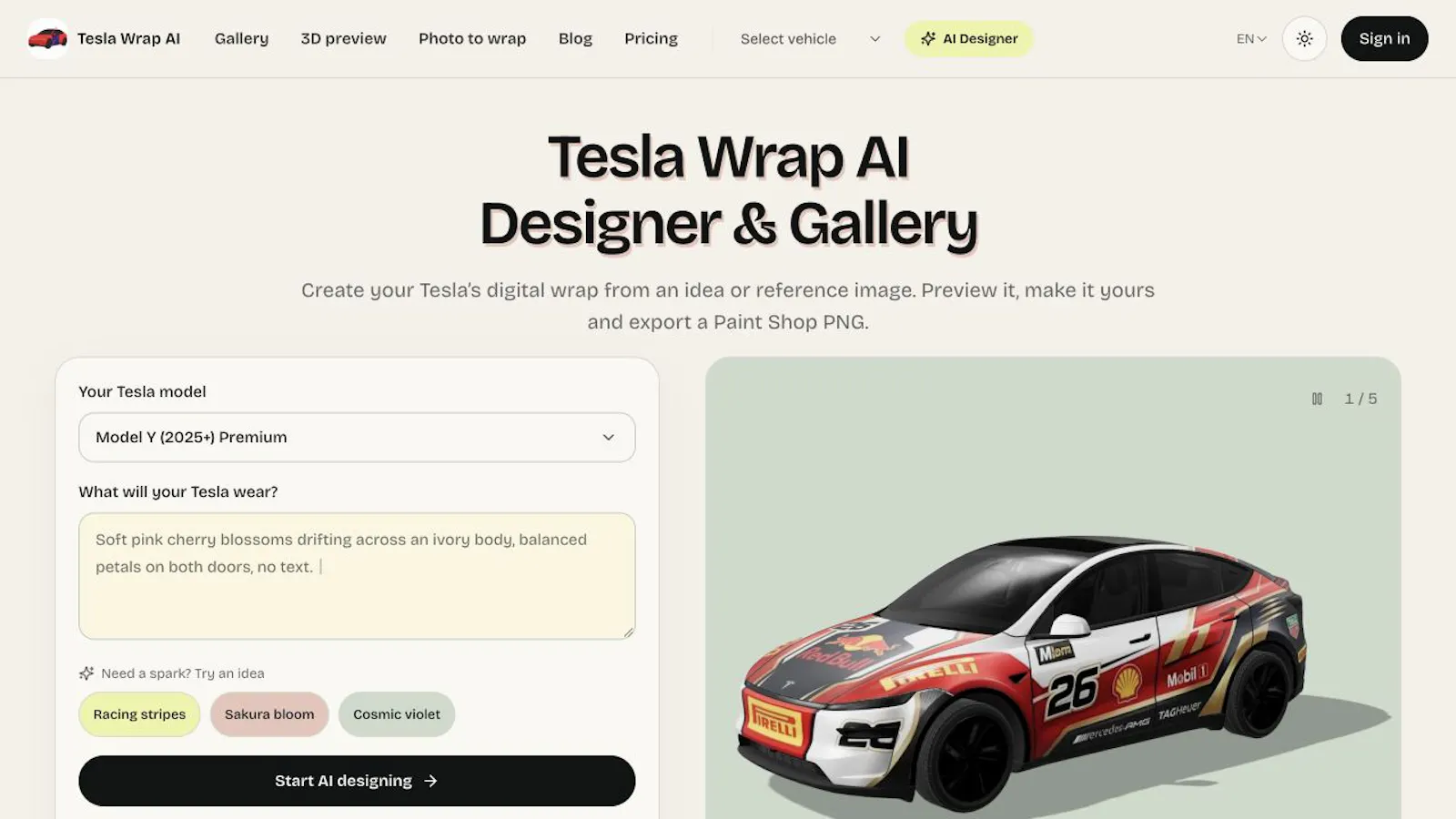 Tesla Wrap AI screenshot 2