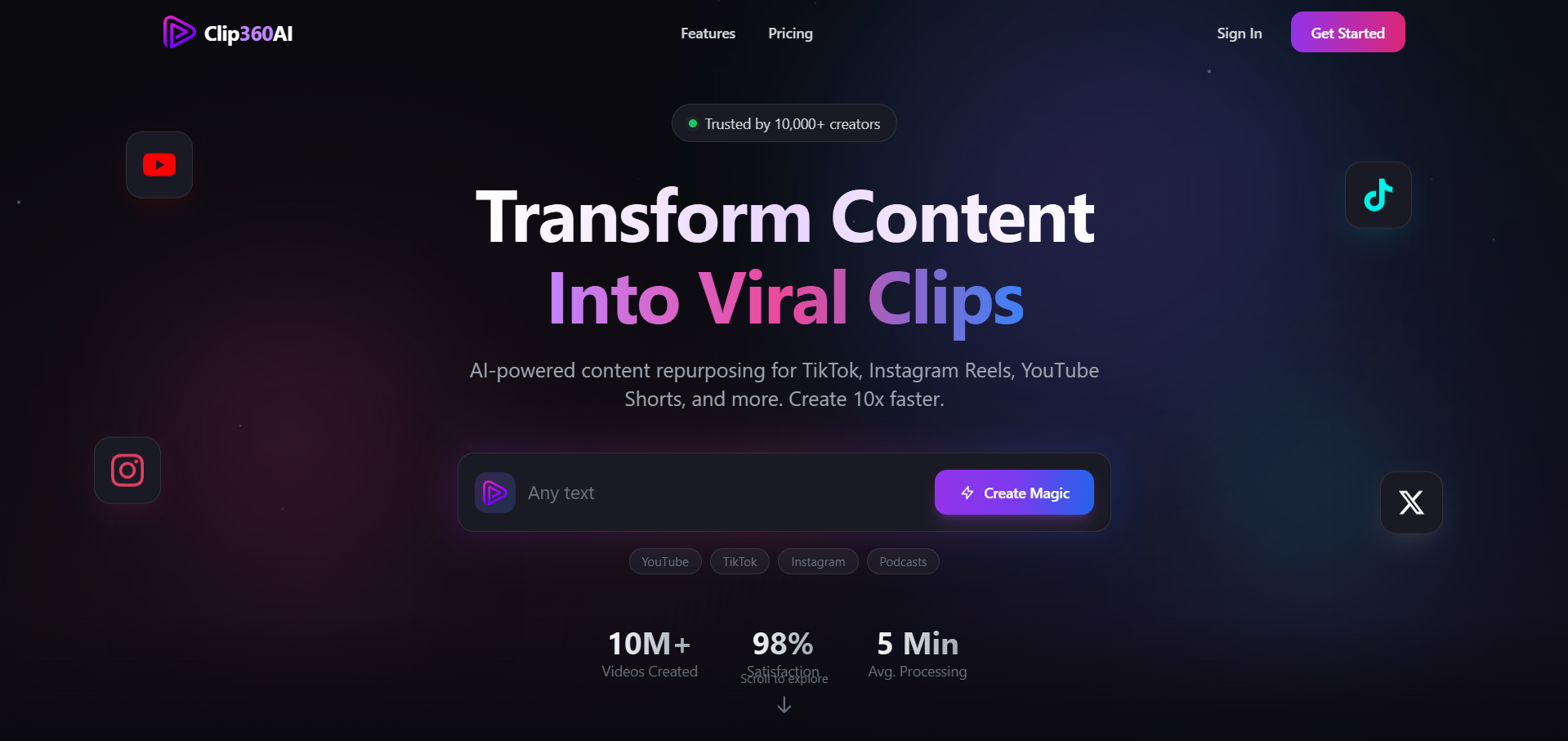 Clip360AI - Screenshot 2 showing product features and functionality