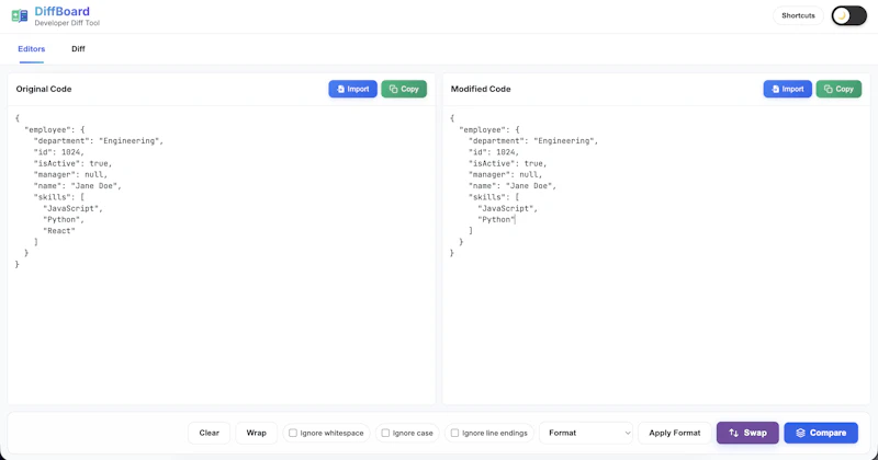 DiffBoard screenshot 1