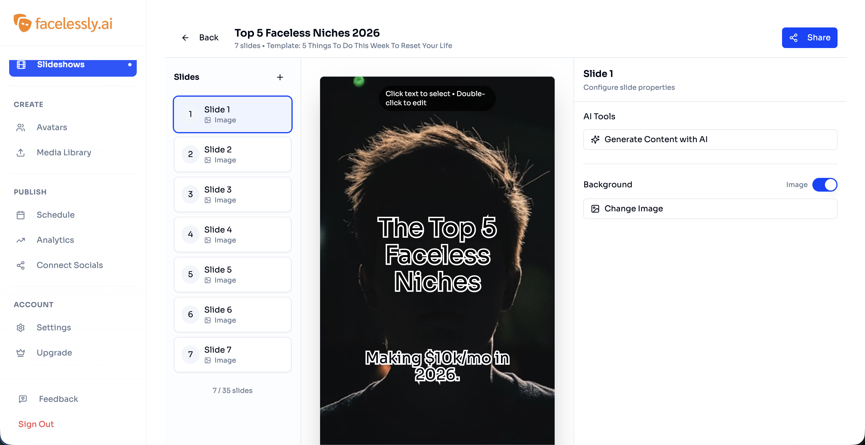Faceless Video Platform - Screenshot 3 showing product features and functionality
