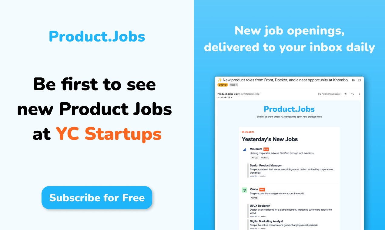 startuptile Product.Jobs-Be first to see new product jobs at YCombinator startups