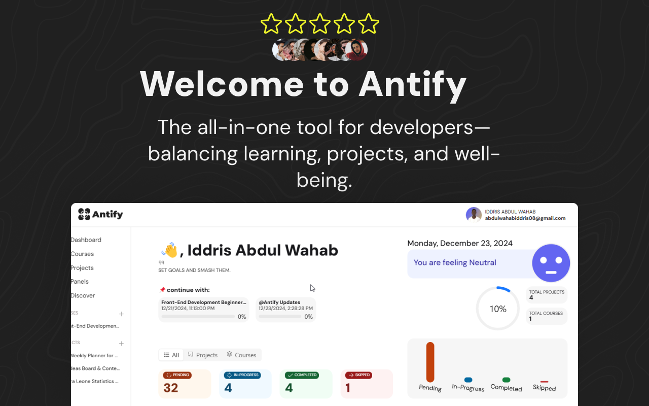 Antify  - 平衡学习，工作与健康 - 在保持健康的同时平衡学习和创造媒体1