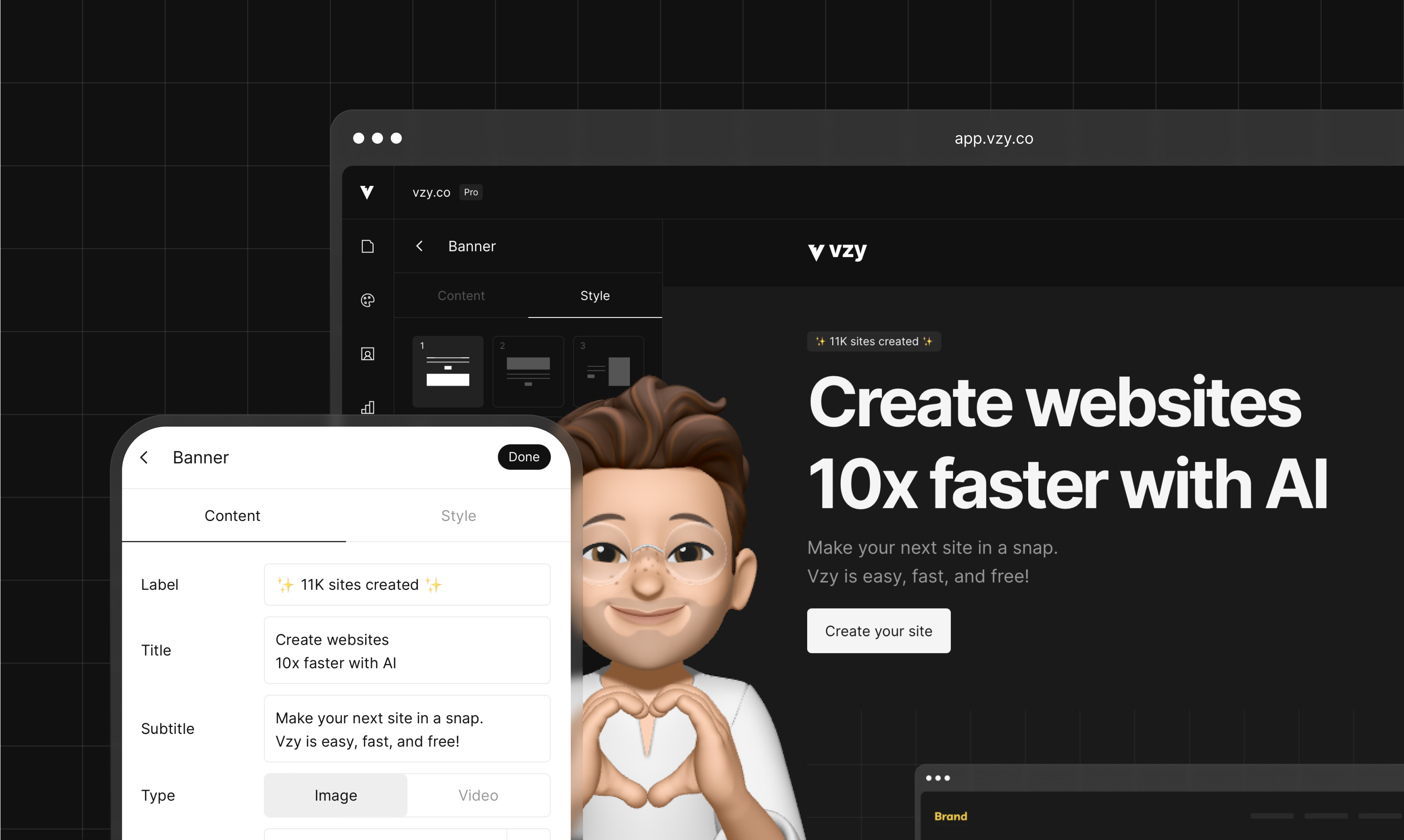 Vzy Ai - Создать веб -сайты в 10 раз быстрее с ИИ медиа 4