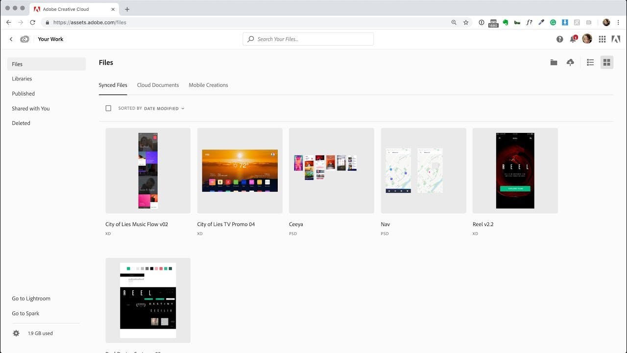 Cloud documents in Adobe XD 