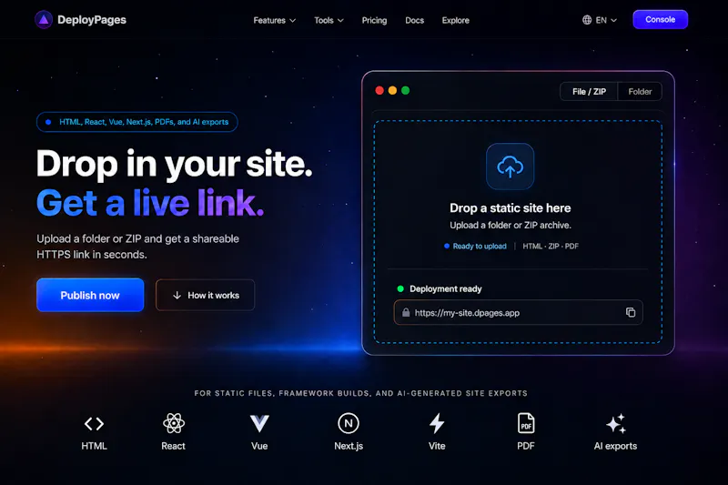 DeployPages screenshot 2