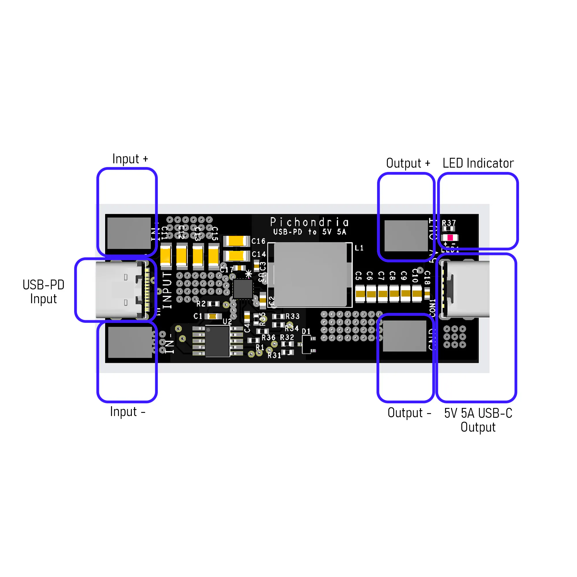 USB-PD 2.0/3.0 to 5V 5A Board for RPi5 gallery image